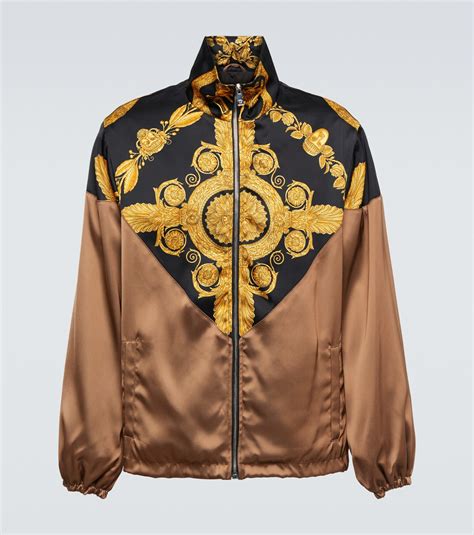 versace mascherine|Maschera Baroque satin bomber jacket in multicoloured.